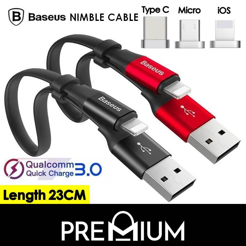 BASEUS Nimble 23cm Flat Data Charge Fast Charging For Phone Type C USB C Samsung Phone S21 S20 Ultra S20 Plus Note 10 / 9 / 8 S10 S10e S10+ + e S9 S9+ Plus Huawei P40 Pro P30 Mate 30 Pro Xiaomi Oppo R