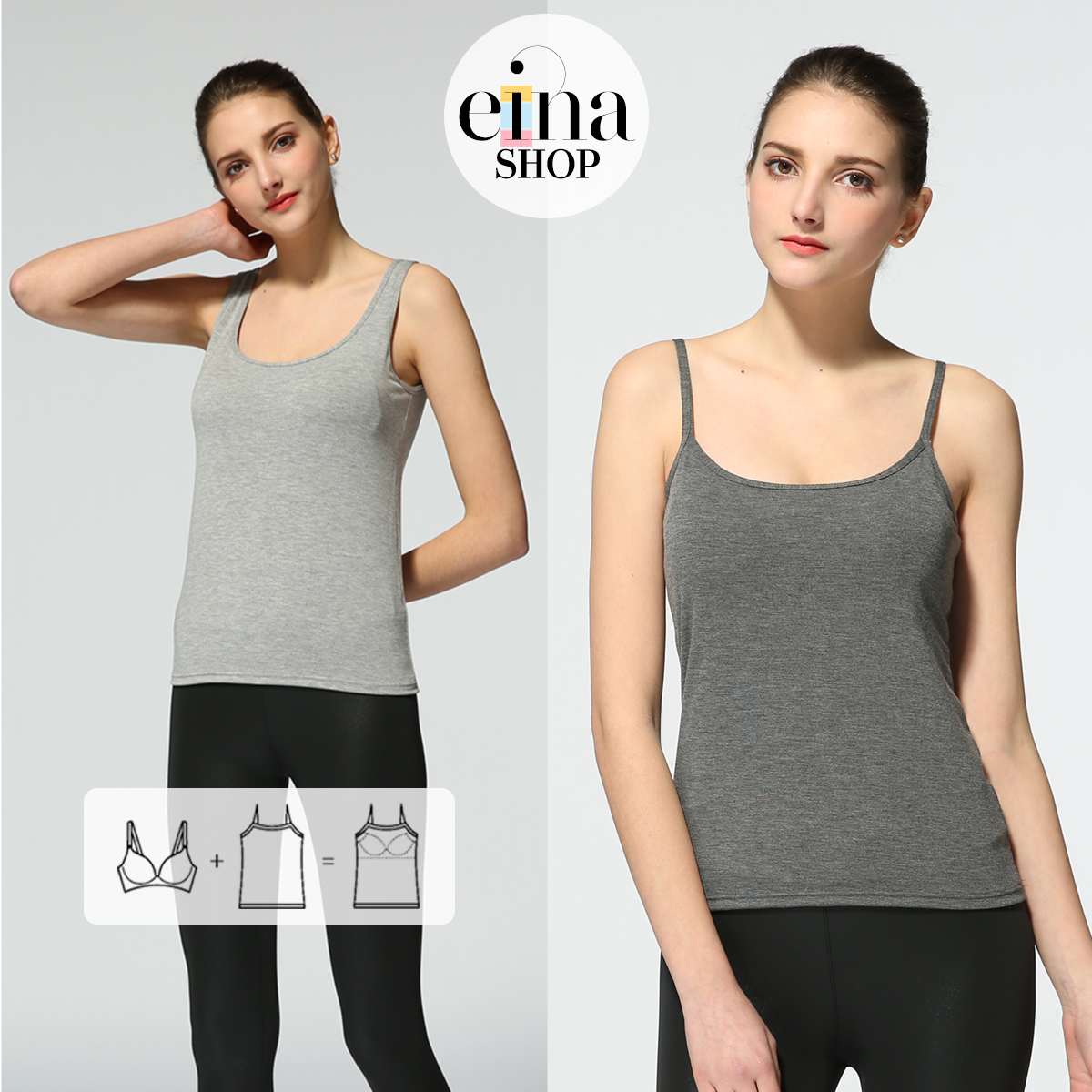 Einashop x Modal Bra Padded Basic Singlet /  Camisole Mix and Match SG Ship
