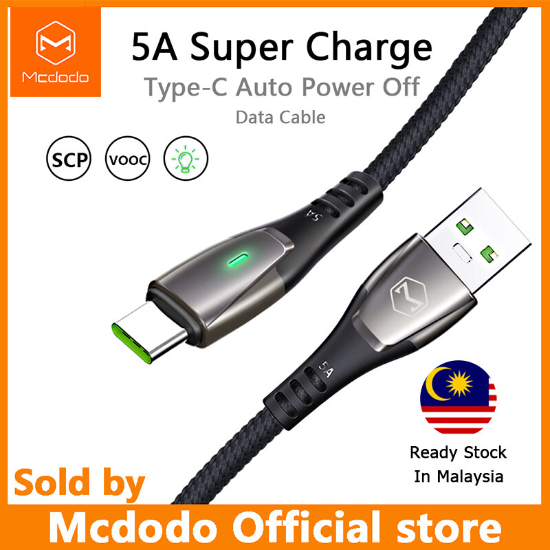 Mcdodo Auto Disconnect  Cable USB Type C 5A 66W Super Fast Charging  VOOC FLASH Charg  USB C Cable Data Cord Phone For huawei Mate 20 30 40 Pro P30 Pro OPPO R15 R17 Reno Find X Lighting  Cable Intelli