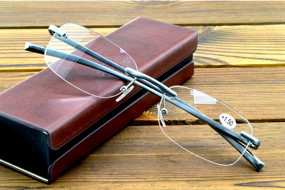 Rimless Al-mg Alloy Reading Glasses Ultra-light Spring Leg Spectacles +0.75 +1 +1.25 +1.5 +1.75 +2 +2.25 +2.5 +2.75 +3