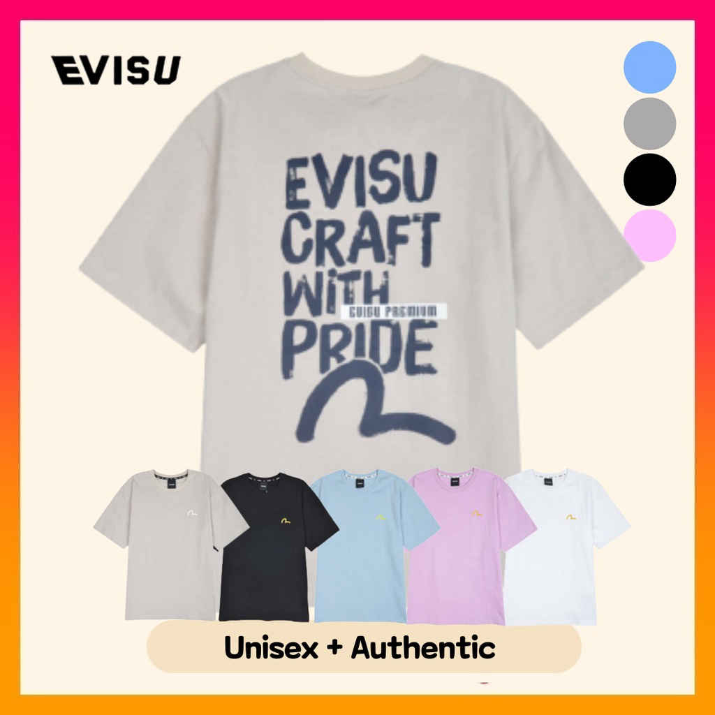 EVISU Back English Print Loose Fit T Shirt