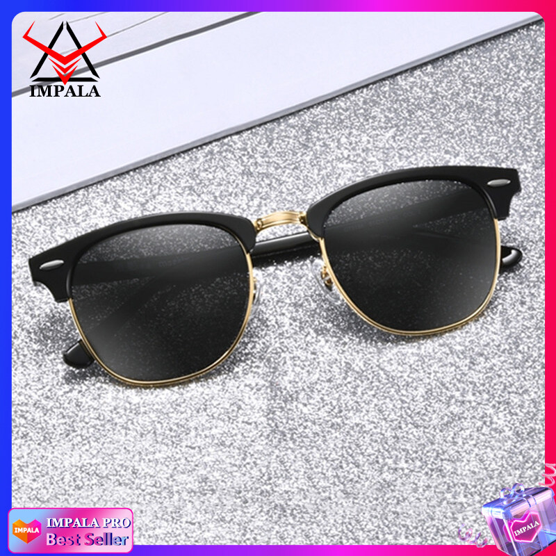 IMPALA QT1662W Korean Style Sunglasses for Men and Women Anti Glare Driving Fishing Sun Glasses Outdoor Sports Style UV400 Black Spectacles
