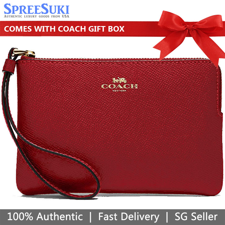 Coach Wristlet In Gift Box Small Wristlet Corner Zip Wristlet Leather 1941 Red # 58032